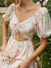 Load image into Gallery viewer, Printed Puff Sleeve Cutout Mini Dress
