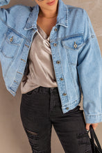 Load image into Gallery viewer, Button Down Dropped Shoulder Denim Jacket
