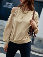 Load image into Gallery viewer, Cold-Shoulder Ribbed Trim Sweatshirt
