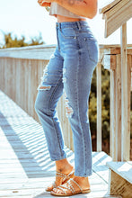 Load image into Gallery viewer, Distressed Ankle-Length Straight Leg Jeans
