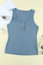 Load image into Gallery viewer, Plus Size Quarter Button Ribbed Tank

