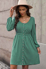 Load image into Gallery viewer, Scoop Neck Empire Waist Long Sleeve Mini Dress

