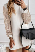 Load image into Gallery viewer, Sequin Long Sleeve Round Neck Mini Dress
