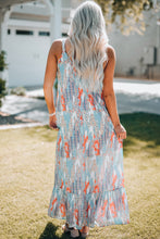 Load image into Gallery viewer, Printed Spaghetti Strap Ruffle Hem Maxi Dress
