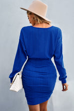 Load image into Gallery viewer, Ruched Dropped Shoulder Textured Knit Dress
