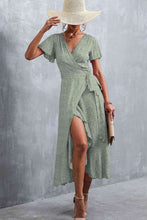 Load image into Gallery viewer, Floral Surplice Neck Tied Midi Dress
