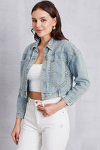 Load image into Gallery viewer, Studded Dropped Shoulder Denim Jacket
