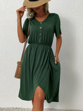 Load image into Gallery viewer, V-Neck Short Sleeve Split Dress
