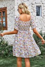 Load image into Gallery viewer, Floral Square Neck Smocked Frill Trim Dress
