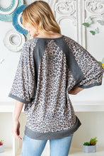 Load image into Gallery viewer, Heimish Full Size Leopard Contrast V-Neck Half Sleeve T-Shirt
