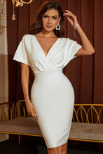 Load image into Gallery viewer, Beaded Dolman Sleeve Surplice Bodycon Dress
