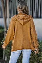 Load image into Gallery viewer, Exposed Seam Drawstring Hooded Jacket with Pockets
