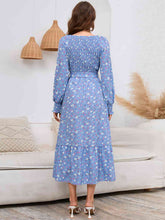 Load image into Gallery viewer, Smocked V-Neck Tie Belt Dress
