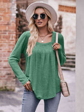 Load image into Gallery viewer, Double Take Pleated Detail Curved Hem Long Sleeve Top
