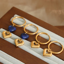 Load image into Gallery viewer, Heart Shape Lapis Lazuli Dangle Earrings
