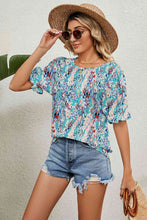 Load image into Gallery viewer, Round Neck Flounce Sleeve Blouse
