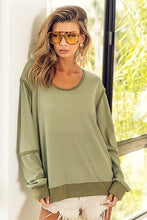 Load image into Gallery viewer, BiBi Waffle Knit Contrast Trim Long Sleeve T-Shirt
