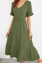 Load image into Gallery viewer, Short Sleeve V-Neck Tiered  Dress
