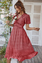 Load image into Gallery viewer, Leopard Frill Trim Flutter Sleeve Dress
