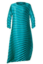 Load image into Gallery viewer, Striped Asymmetrical Pleated Round Neck Midi Dress
