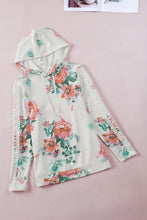 Load image into Gallery viewer, Floral Lace Trim Drawstring Hoodie

