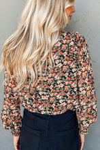 Load image into Gallery viewer, Floral Round Neck Lantern Sleeve Blouse
