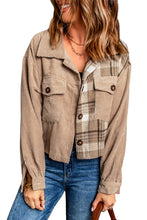 Load image into Gallery viewer, Plaid Corduroy Dropped Shoulder Jacket
