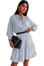 Load image into Gallery viewer, Polka Dot Tassel Tie Ruffle Hem Dress
