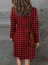 Load image into Gallery viewer, Double Take Full Size Plaid Round Neck Long Sleeve Magic Dress

