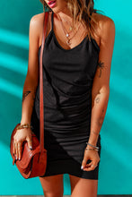 Load image into Gallery viewer, Spaghetti Strap Ribbed Tulip Hem Mini Dress
