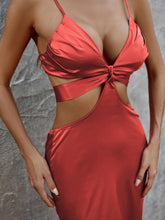 Load image into Gallery viewer, Ruched Cutout Spaghetti Strap Maxi Sheath Dress
