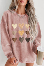 Load image into Gallery viewer, Heart Round Neck Dropped Shoulder Sweatshirt
