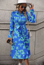 Load image into Gallery viewer, Printed Button Up Tie Waist Dress
