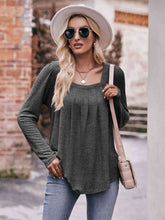 Load image into Gallery viewer, Double Take Pleated Detail Curved Hem Long Sleeve Top
