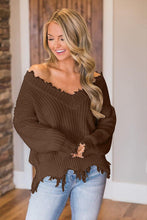 Load image into Gallery viewer, Frayed Hem Dropped Shoulder Sweater
