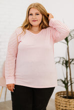 Load image into Gallery viewer, Plus Size Sheer Striped Sleeve V-Neck Top
