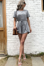 Load image into Gallery viewer, Buttoned Drawstring Round Neck Romper
