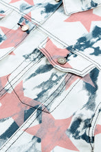 Load image into Gallery viewer, Star Tie-Dye Button Down Denim Jacket
