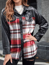 Load image into Gallery viewer, Plaid Button Up Dropped Shoulder Jacket
