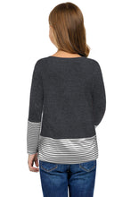 Load image into Gallery viewer, Girls Striped Color Block Sequin Pocket Top
