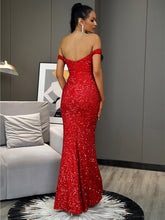 Load image into Gallery viewer, Sequin Off-Shoulder Backless Dress
