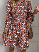 Load image into Gallery viewer, Printed Puff Sleeve Smocked Dress
