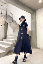 Load image into Gallery viewer, Grommet Detail Split Overall Dress

