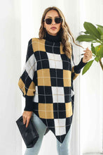 Load image into Gallery viewer, Plaid Turtleneck Dolman Sleeve Poncho
