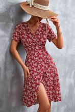 Load image into Gallery viewer, Floral Surplice Neck Flutter Sleeve Dress
