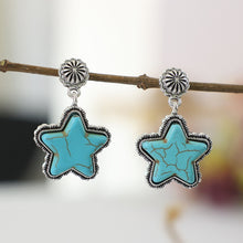 Load image into Gallery viewer, Artificial Turquoise Alloy Star Earrings
