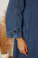 Load image into Gallery viewer, Double-Breasted Belted Longline Denim Jacket
