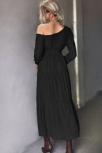 Load image into Gallery viewer, Belted One-Shoulder Tiered Maxi Dress
