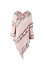 Load image into Gallery viewer, Fringe Hem Striped Cape Sleeve Poncho
