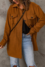 Load image into Gallery viewer, Button Down Longline Shirt Jacket with Pockets
